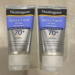 2 NEW Neutrogena Sport Face Sunscreens SPF 70+, Oil-Free